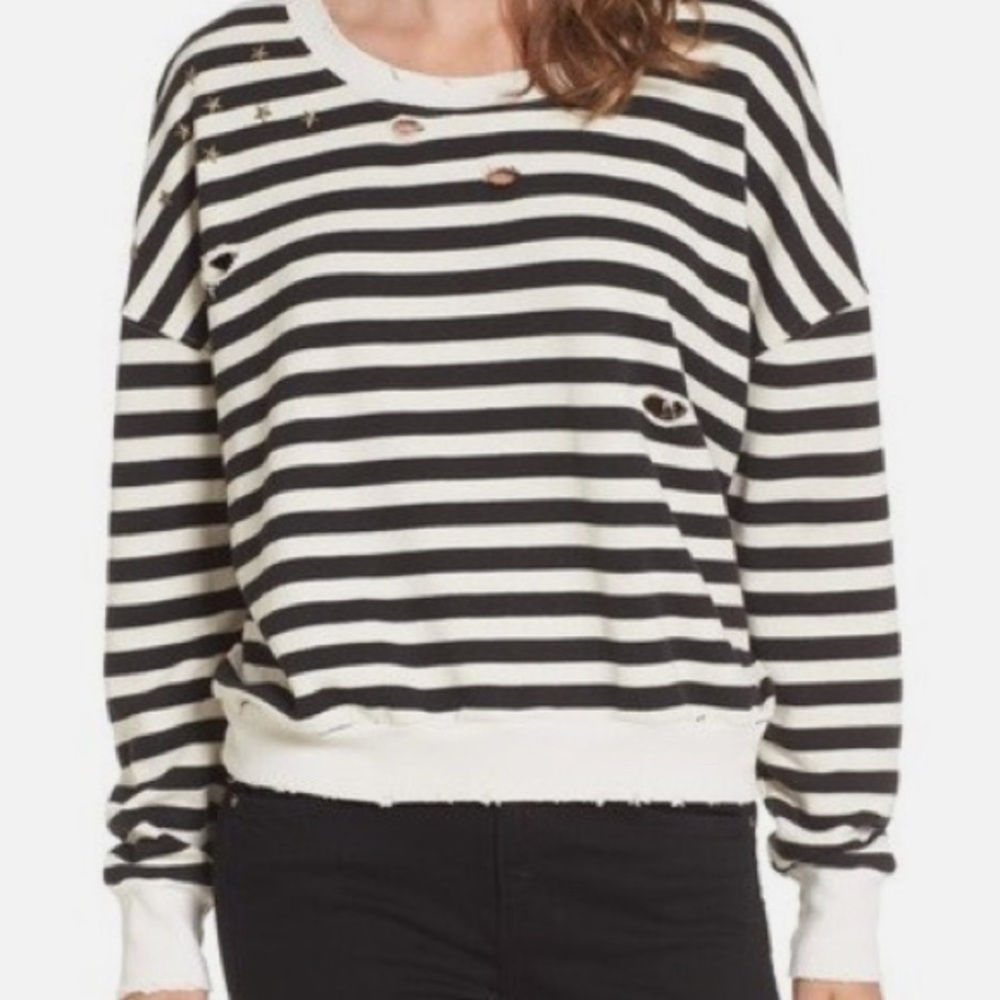 Splendid Black and White Striped Top